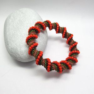 Fall inspired Cellini Spiral beadwoven bracelet